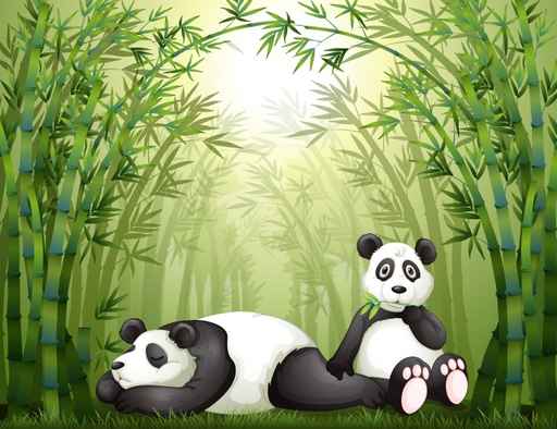 Pandas in Bamboo Kids Printed Wall Mural