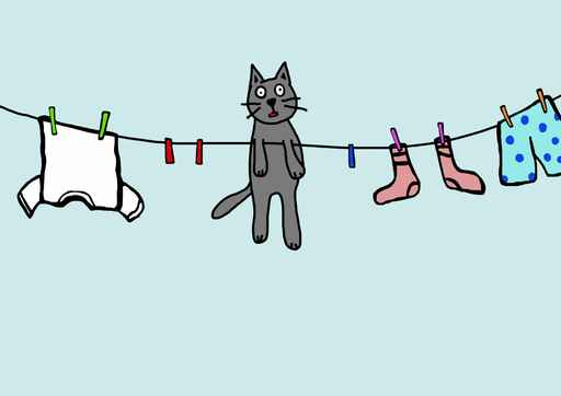 Cat Washing Line Kids Funny Wallpaper