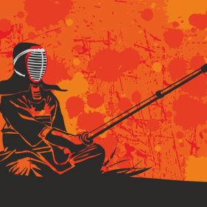 samurai illustration wallpaper mural