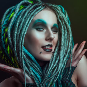 dreadlock woman cyberpunk wallpaper mural