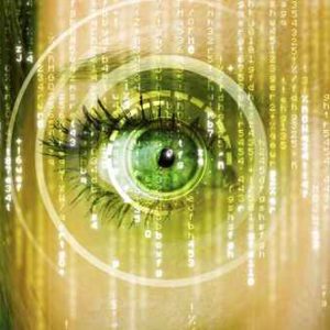 Eye on the digital matrix code wallpaper mural