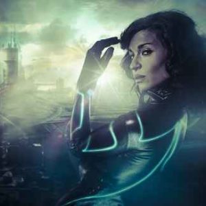 Futuristic woman wallpaper mural