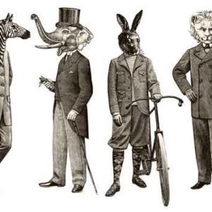 Human animals vintage illustration wallpaper mural