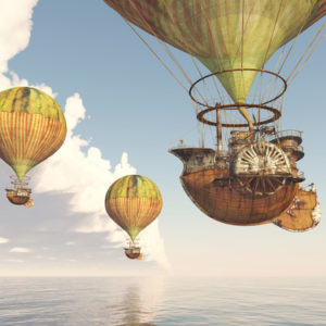 Hot Air balloons steampunk wallpaper mural uk