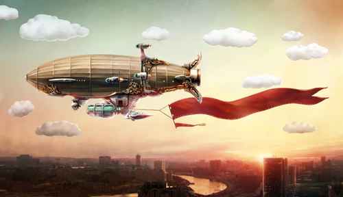 Blimp steampunk wallpaper mural