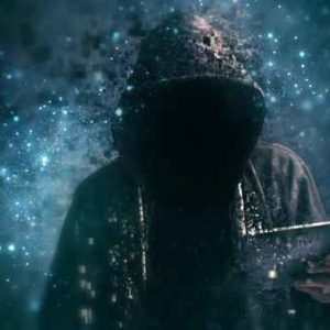Hacker with tablet wallpaper mural