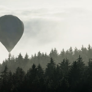 hot air balloon forest wallpaper mural