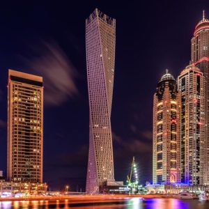 Dubai Marina Night Shot 1x Collection - Pictowall Custom Wallpaper