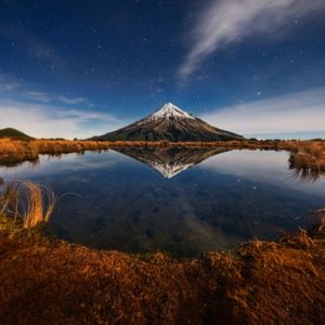 Mount Taranaki under Moonlight 1x Collection - Pictowall Custom Wallpaper