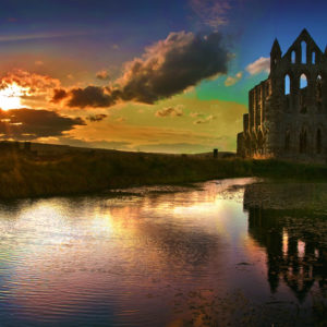 whitby abbey sunset Wallpaper mural