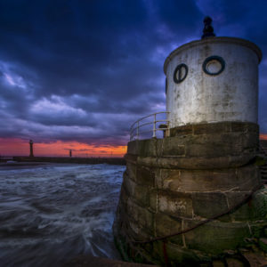 whitby dawn over north pier Wallpaper mural