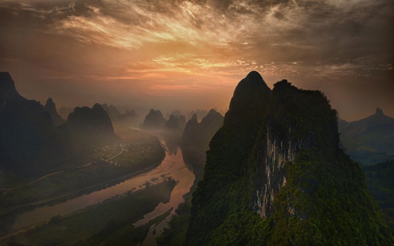 Dawn at Li River 1x Collection - Pictowall Custom Wallpaper